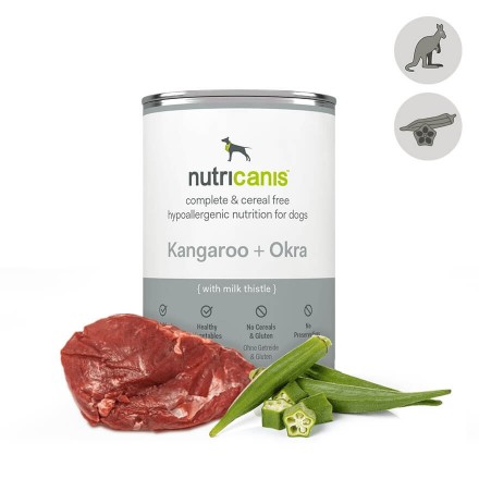 Hypoallergenic wet dog food: 400g Kangaroo & Okra